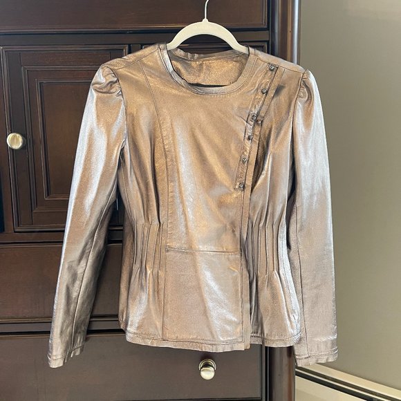 Metallic Purple Leather Jacket - Picture 1 of 5